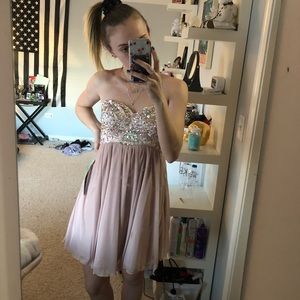 Nude Multi-Colored Jeweled Dress